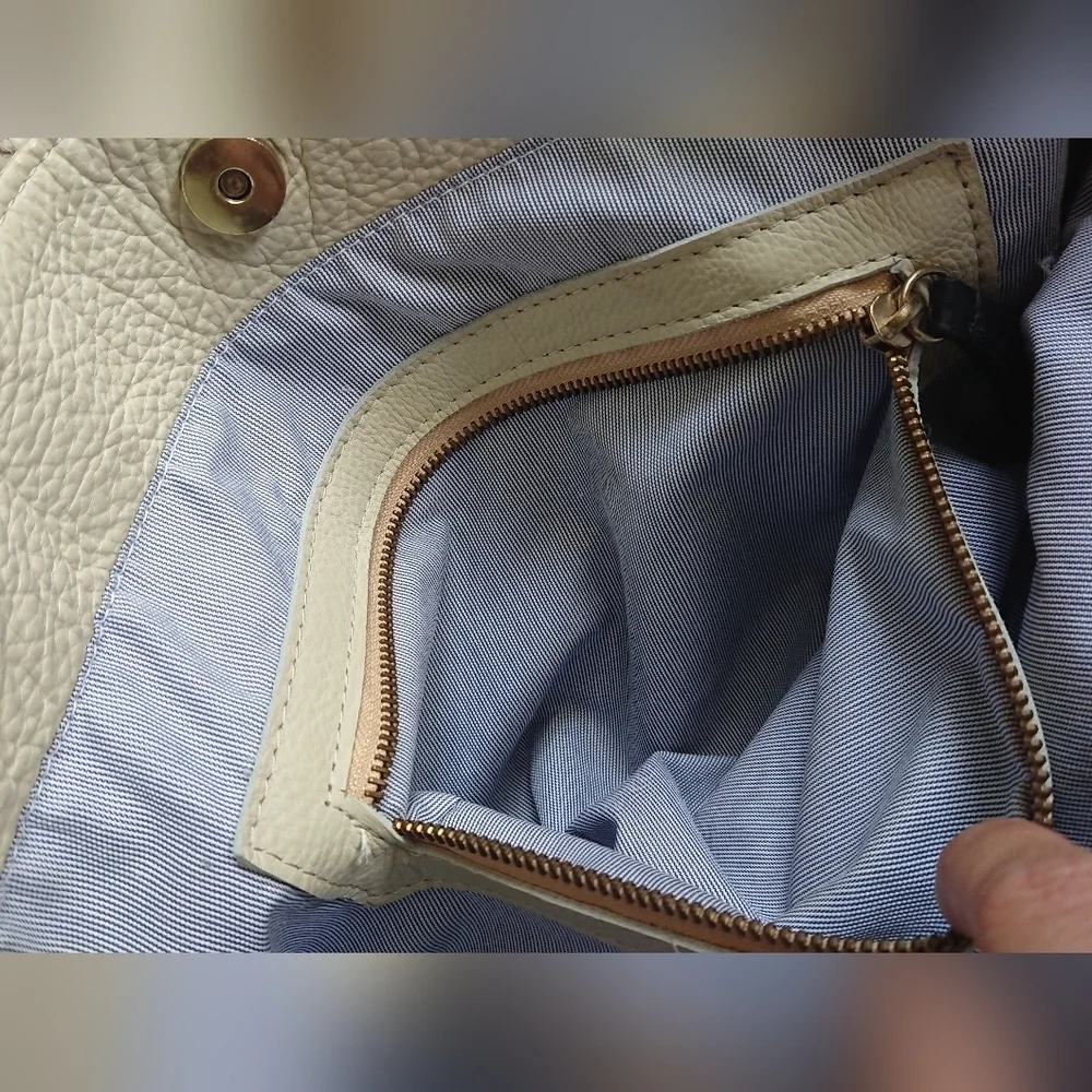 Henri Lou cream color Leather Hobo bag